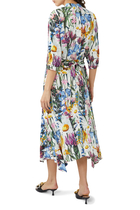 Floral-Print Belted Midi Dress